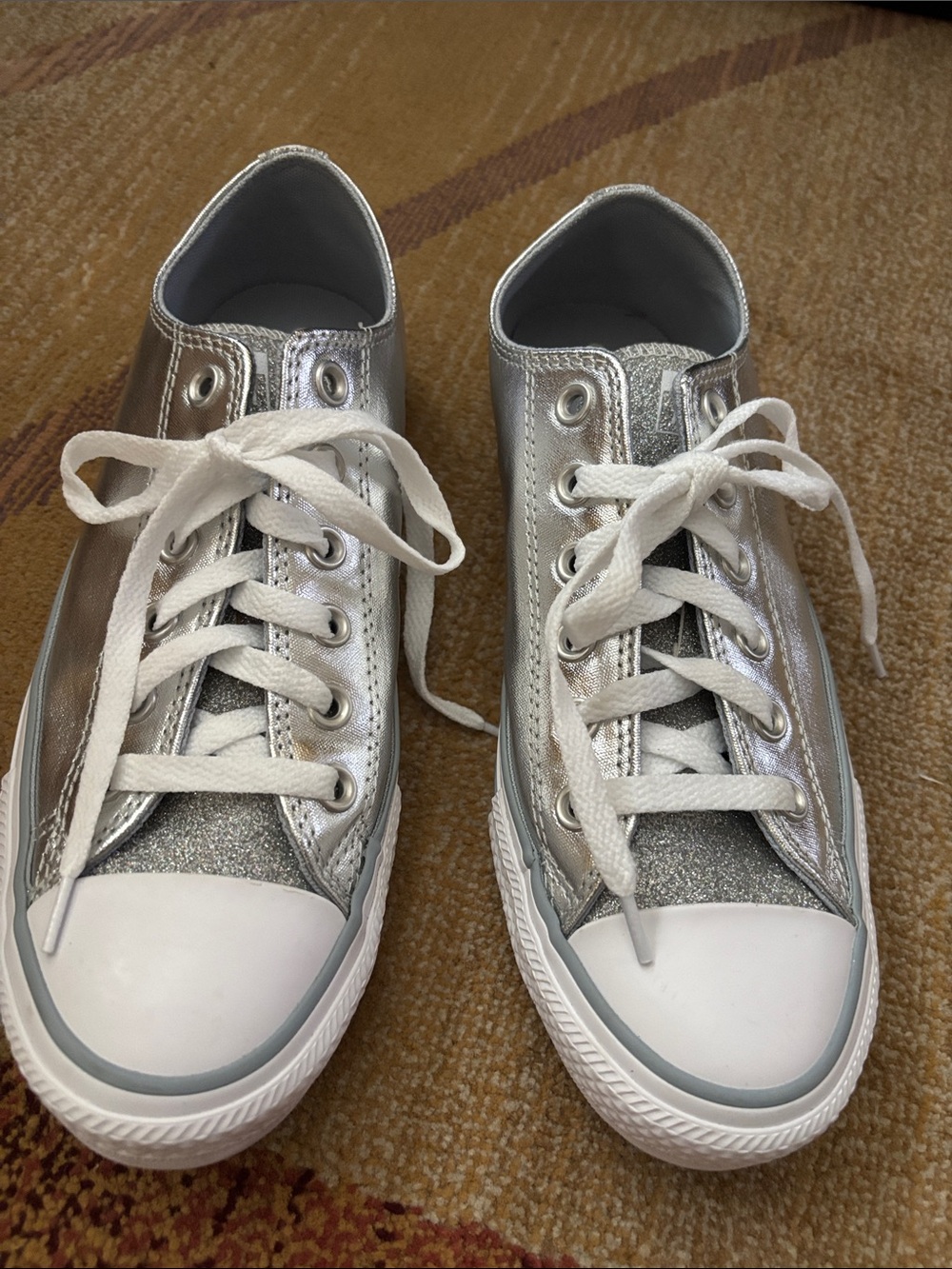 Converse Women's Silver Glitter Low-Top Sneakers